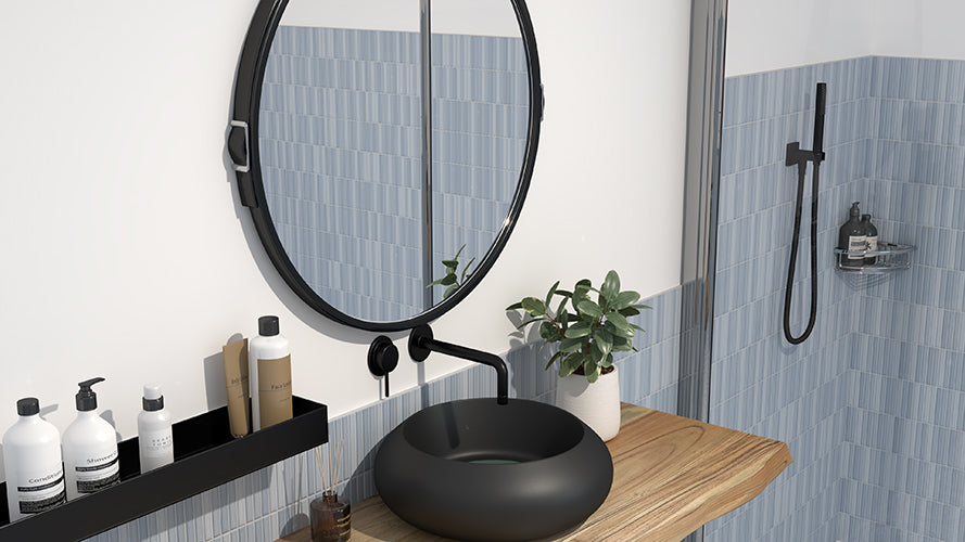 Roku blue bathroom tiles