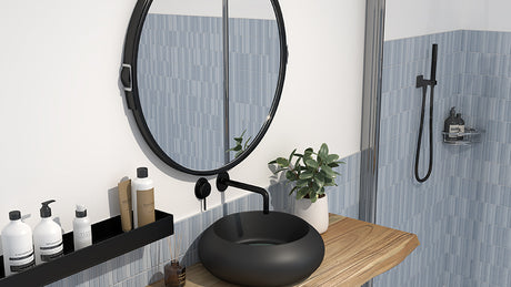 Roku blue bathroom tiles