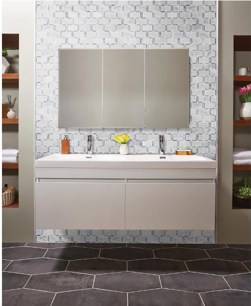 Arabescato Carrara Framework Marble Mosaic - 2" x 4" Brick