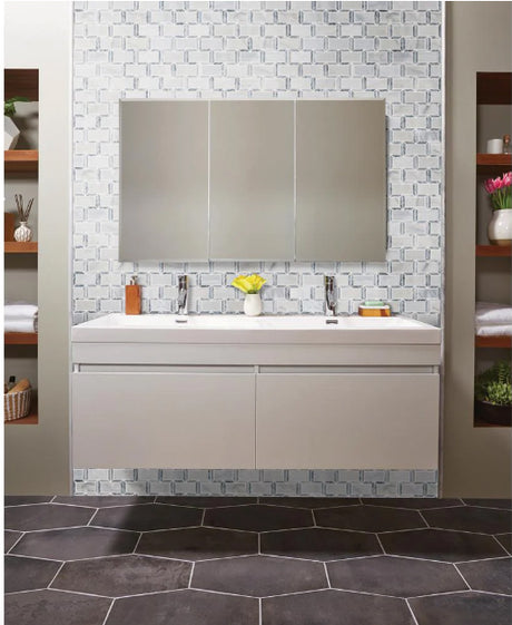 Arabescato Carrara Framework Marble Mosaic - 2" x 4" Brick