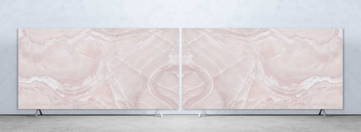 Cristallo Marmi Onice Rosa book matched slabs