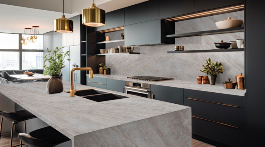 Taj Mahal Stone Slab kitchen
