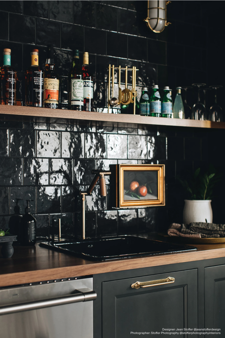 Cloe Ceramic Tile in Black 5x5 kitchen