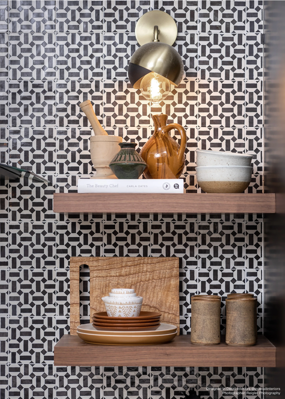 Cloe Ceramic Tile in Loire Decorative Pattern living room