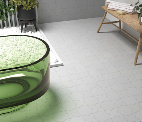 Porto Star and Cross Oxford Grey Matte floor tile
