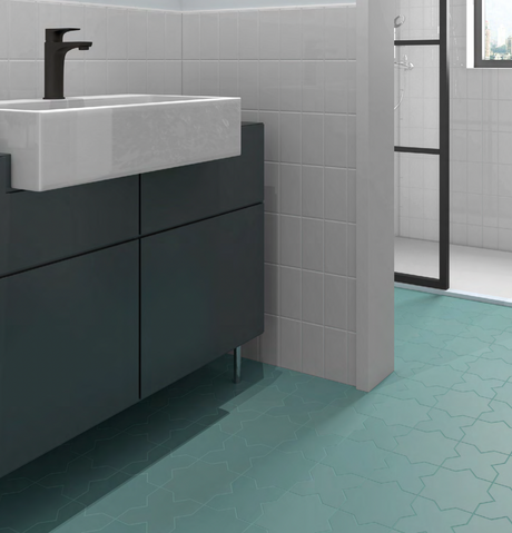 Porto Star and Cross Matte Jade floor tile