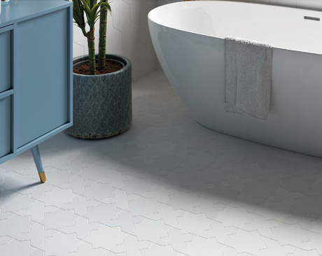 Porto Star and Cross White Matte floor tile