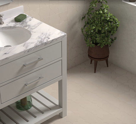 Porto Star and Cross Taupe Matte floor tile