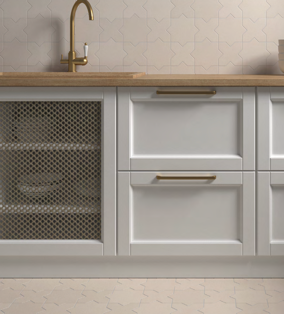 Porto Star and Cross Tile Taupe Matte