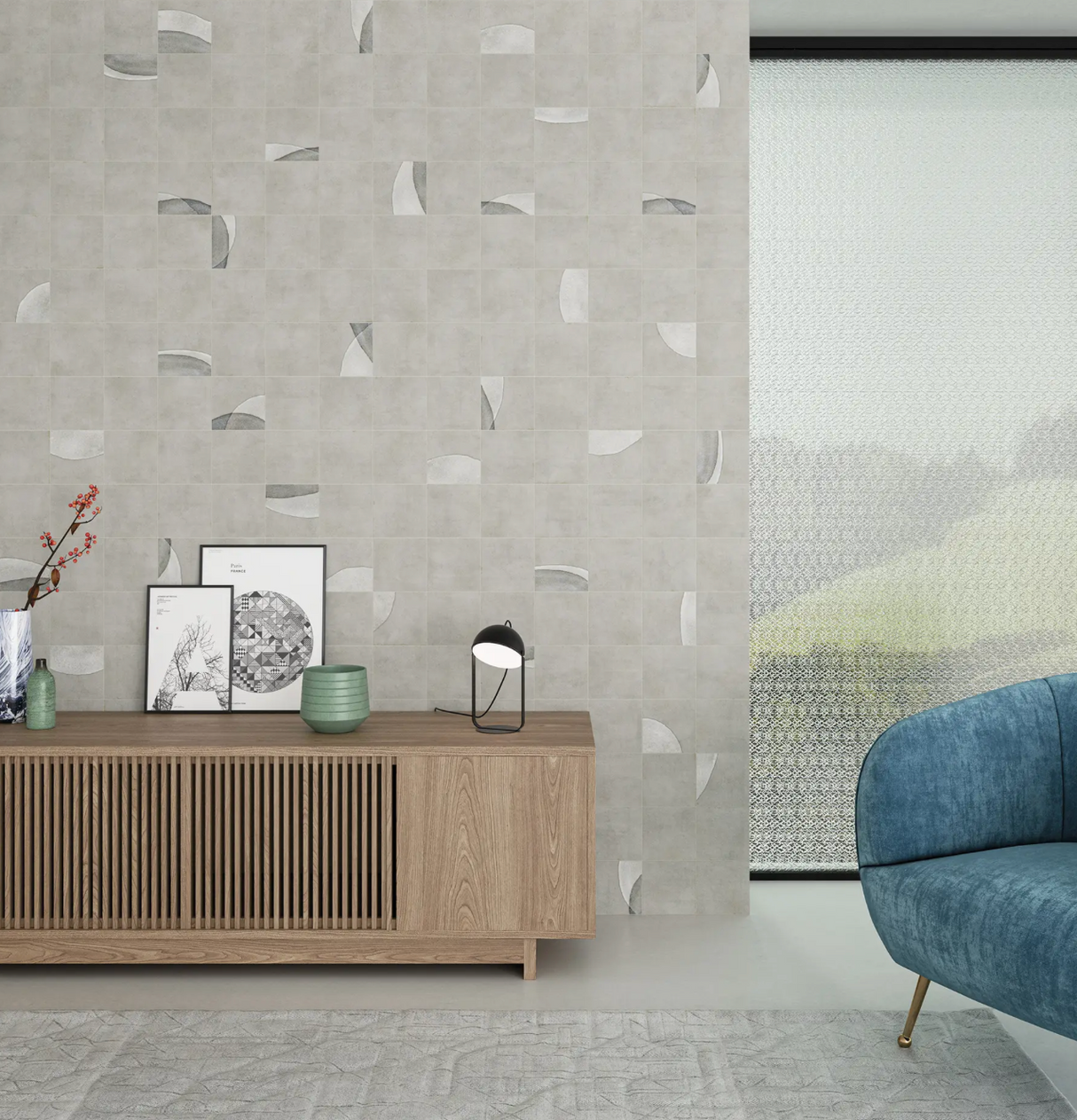 Pottery Square Grey Matte 6x6 living room tile