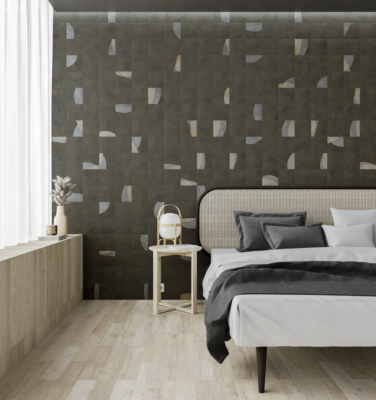 Pottery Square Graphite Matte 6x6 bedroom tile