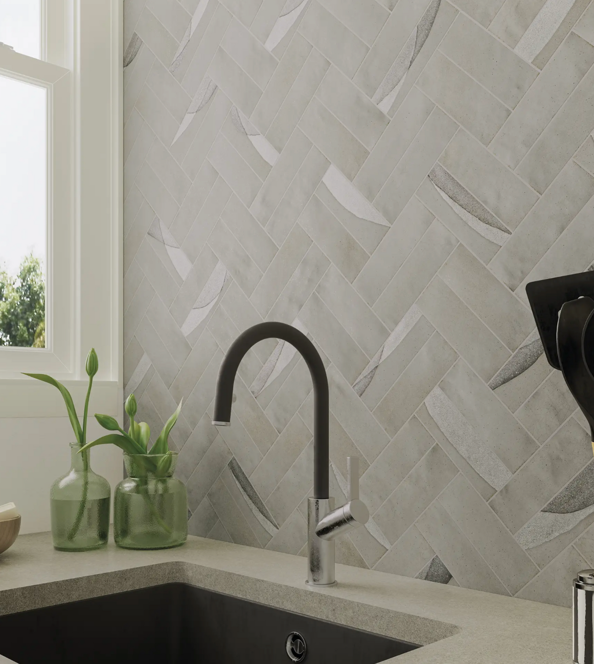 Pottery - Grey Matte Subway 2x6 kitchen tile