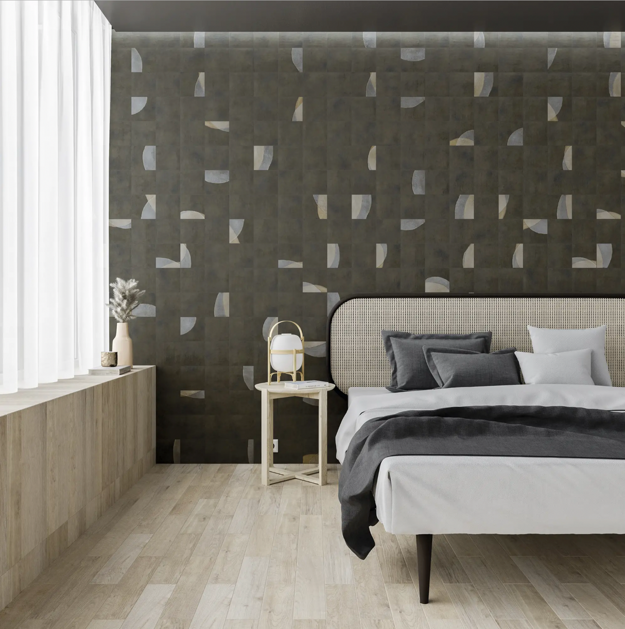 Pottery Cosmic Square Graphite Matte 6x6 wall tile