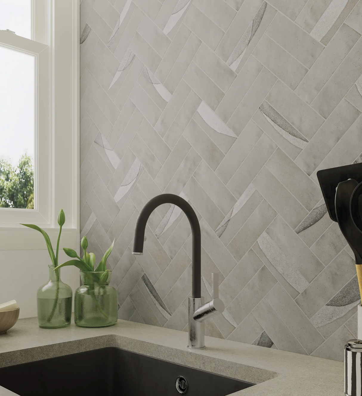 Pottery Cosmic Grey Matte Subway 2x6 wall tile