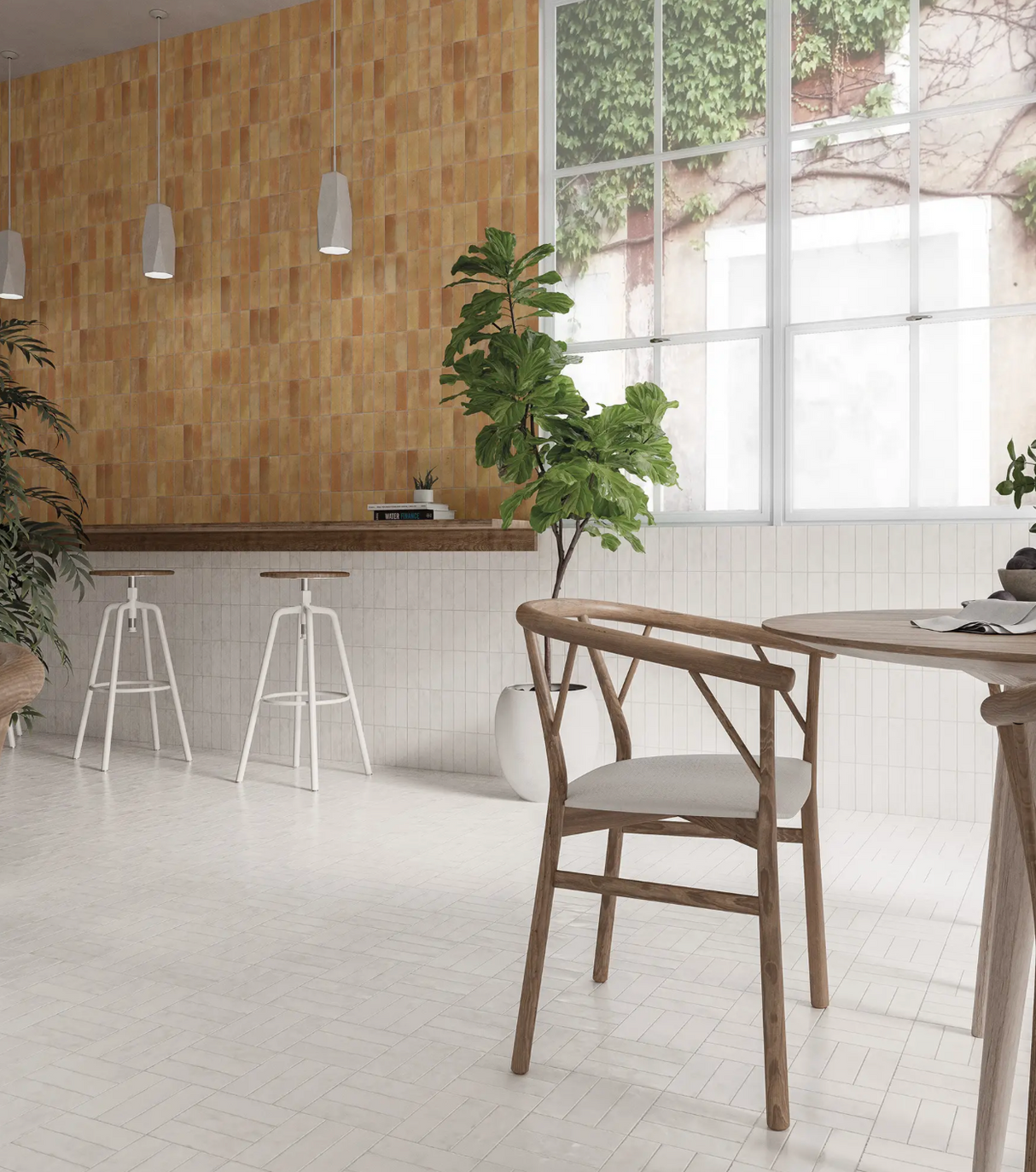 Bejmat Tan Matte Subway 2x6 white tiles