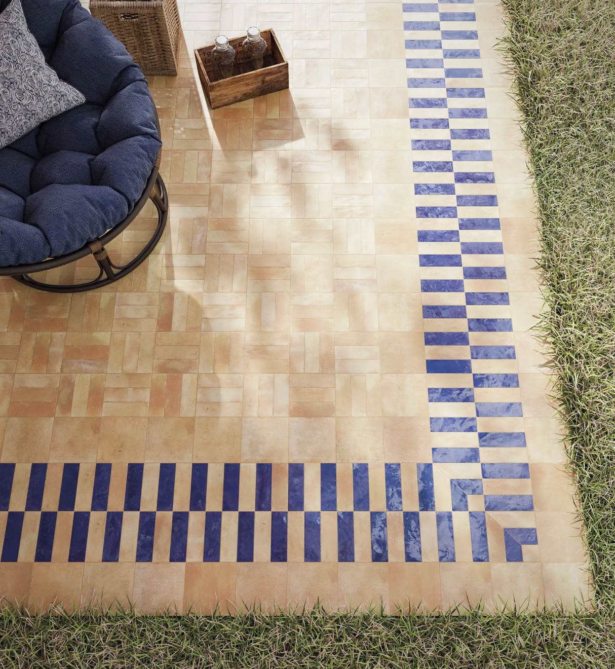 Bejmat Tan Matte Subway 2x6 blue mix tiles