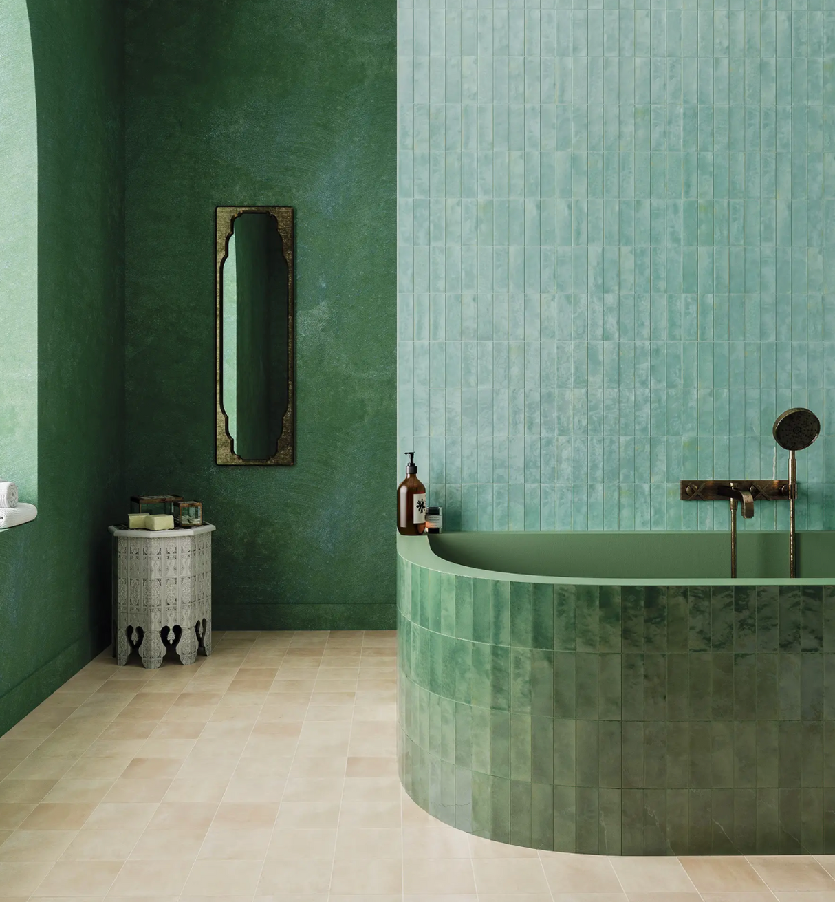 Bejmat Olive Gloss Subway 2x6 bathroom tiles