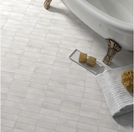 Soco White Matte Porcelain Tile 2x6 floor