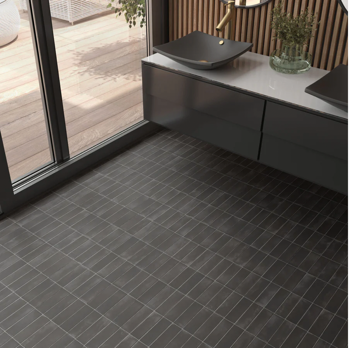 Soco Black Matte Porcelain tile 2x6 floor tiles