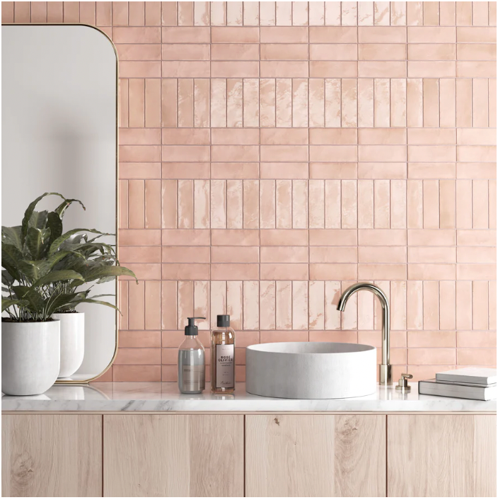 Soco Pink Gloss Porcelain Tile 2x6