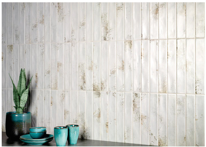 2"x12" Rustico Satin Subway Tile white wall