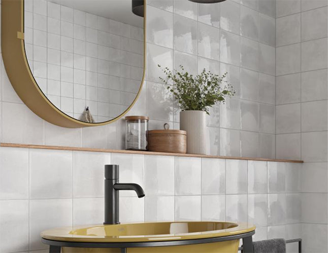Aqua White Glossy 6x6 wall tiles