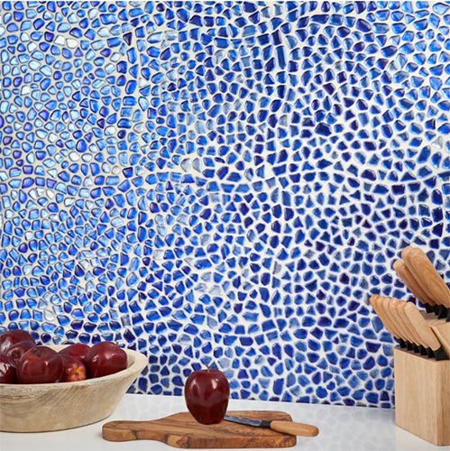 cobalt Artemis pebble polished glass mosaic tile