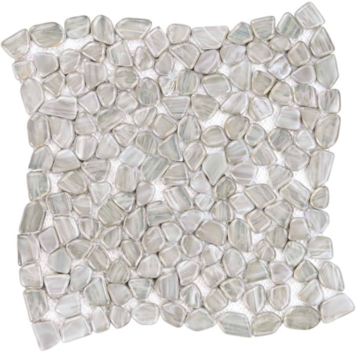 silver haze Artemis pebble polished glass mosaic tile