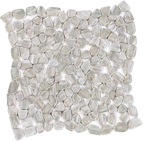 silver haze Artemis pebble polished glass mosaic tile
