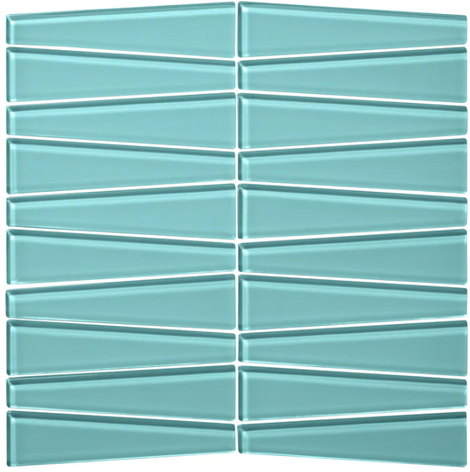 azure Waveline Gloss Finish Glass Mosaic Tile