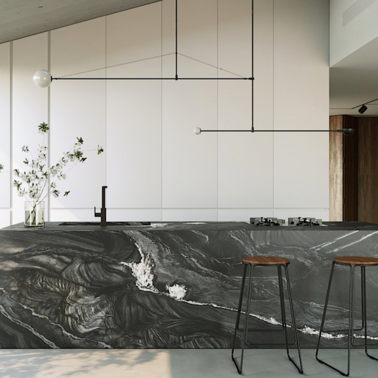 Black Tempest Quartzite Leathered Slab