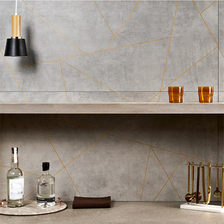 Artscape Cemento & Gold Line 24x48 wall tile