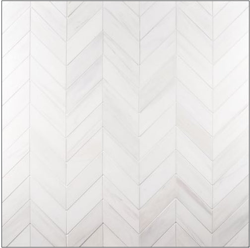 Bianco Dolomite Premium Chevron 3x12 wall tile