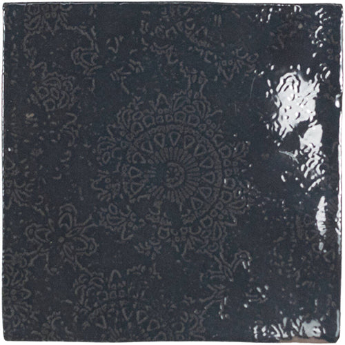 graphite Zellige Decor Porcelain Tile Gloss 5x5