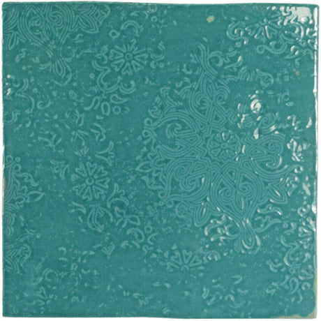 turquoise Zellige Decor Porcelain Tile Gloss 5x5