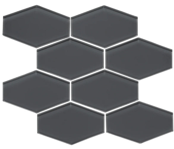 Elongated Hexagon Gloss Glass Mosaic