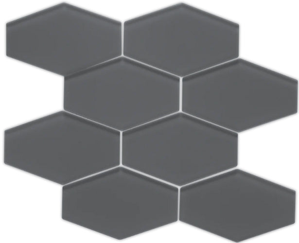 Elongated Hexagon Matte Glass Mosaic
