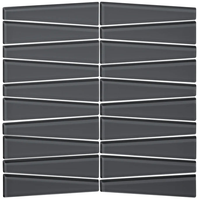 graphite Waveline Gloss Finish Glass Mosaic Tile