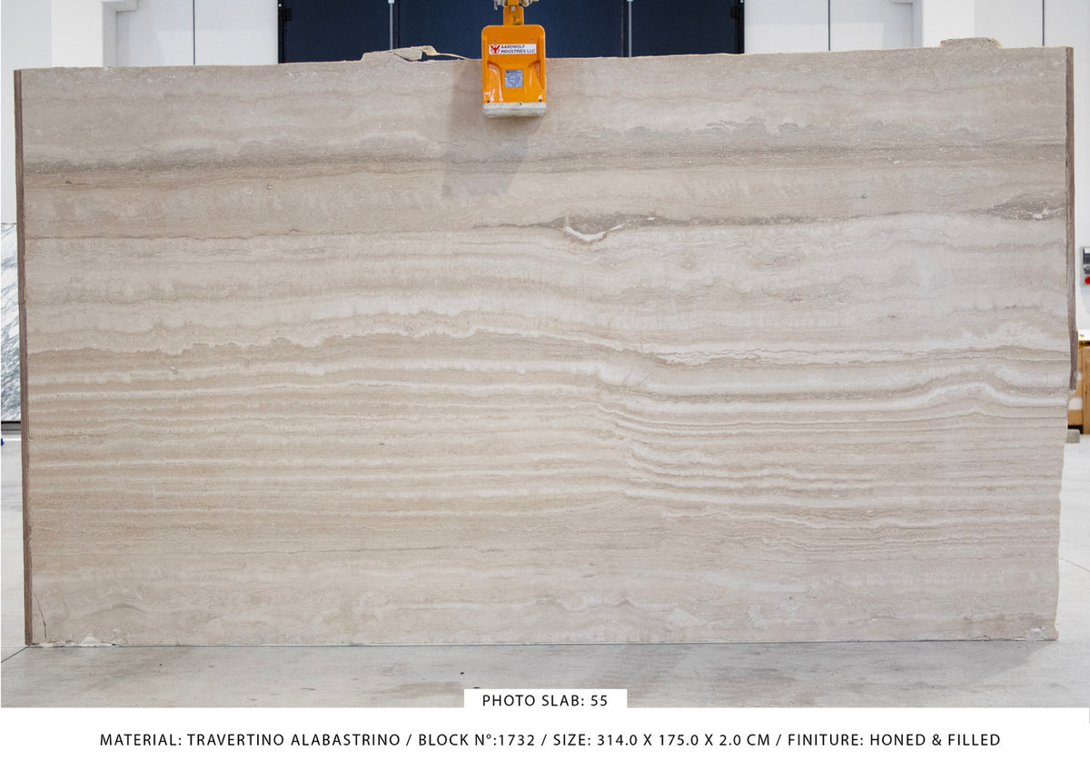 Travertino Alabastrino Unfilled Travertine Honed 67.71" x 121.25" Natural Stone slab