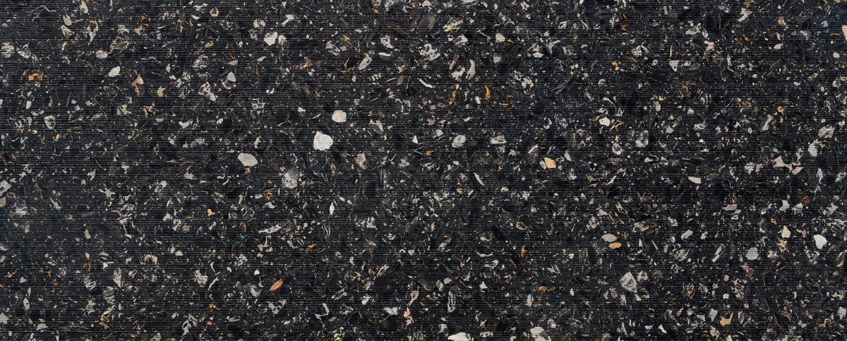Nero Portoro Terrazzo Rigato Agglomerated Marble Ribbed 49" x 120" Natural Stone slab