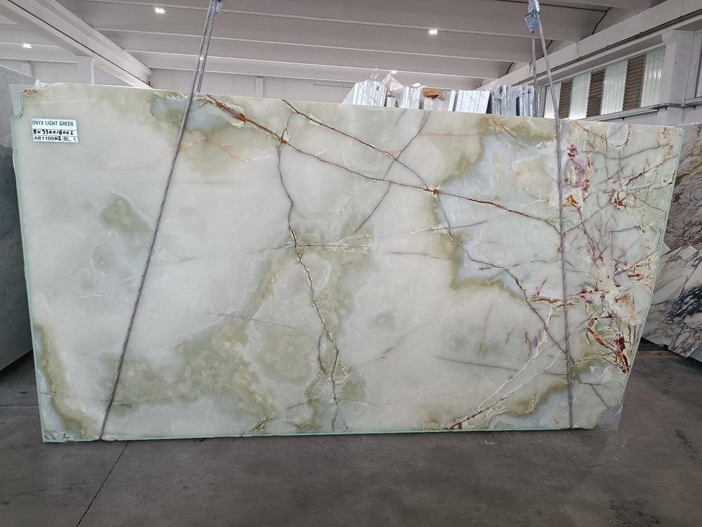 Onice Light Green Onyx Onyx Look Polish 69" x 120" Natural Stone slab