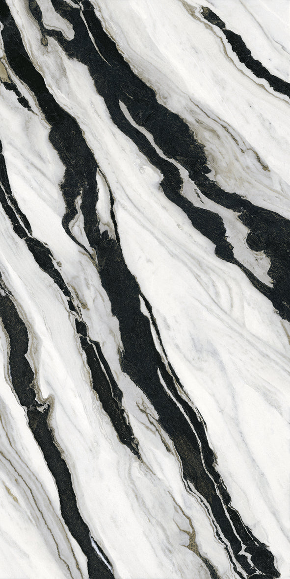 Level Marmi Panda Polish 64" x 128" Porcelain slab, Side B