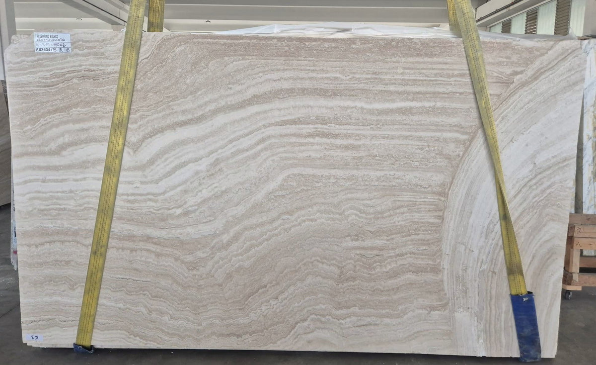 Travertino Bianco Travertine Honed 70.87" x 124.02" Natural Stone slab