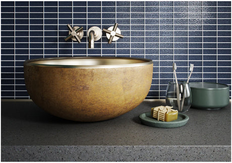 midnight 1"x2" Straight Set Cascade Mosaic Tile