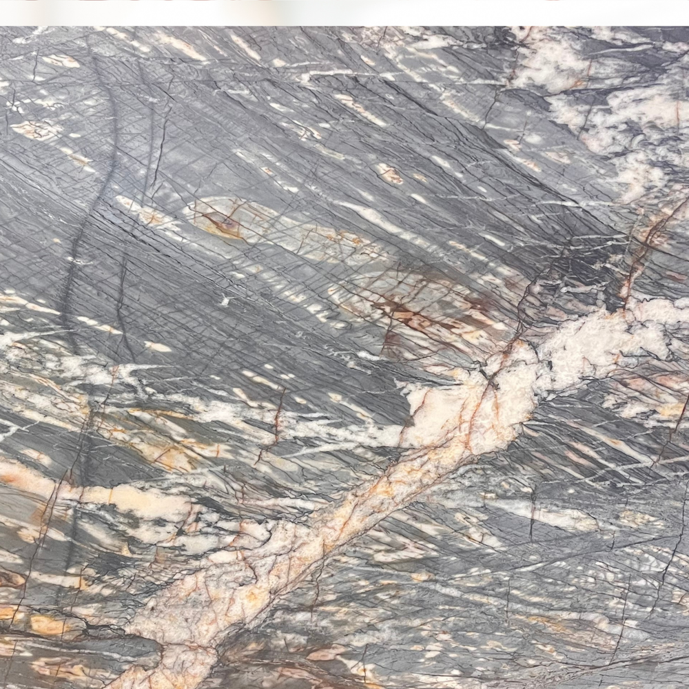Gray quartzite polished slab 75x129 with white veining