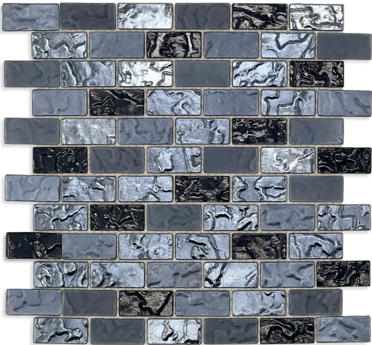 obsidian 1"x2" Offset Lava Glass Mosaic