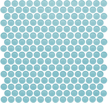 azure Penny Rounds Glass Mosaic tile Matte