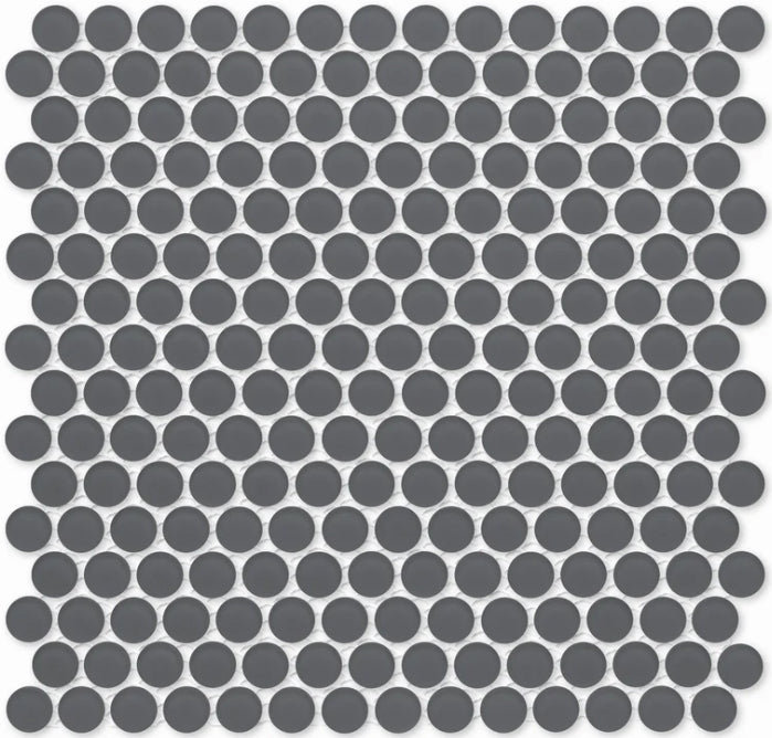 graphite Penny Rounds Glass Mosaic tile Matte