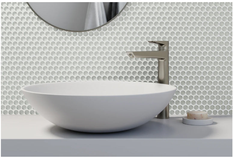 fog Penny Rounds Glass Mosaic tile Matte