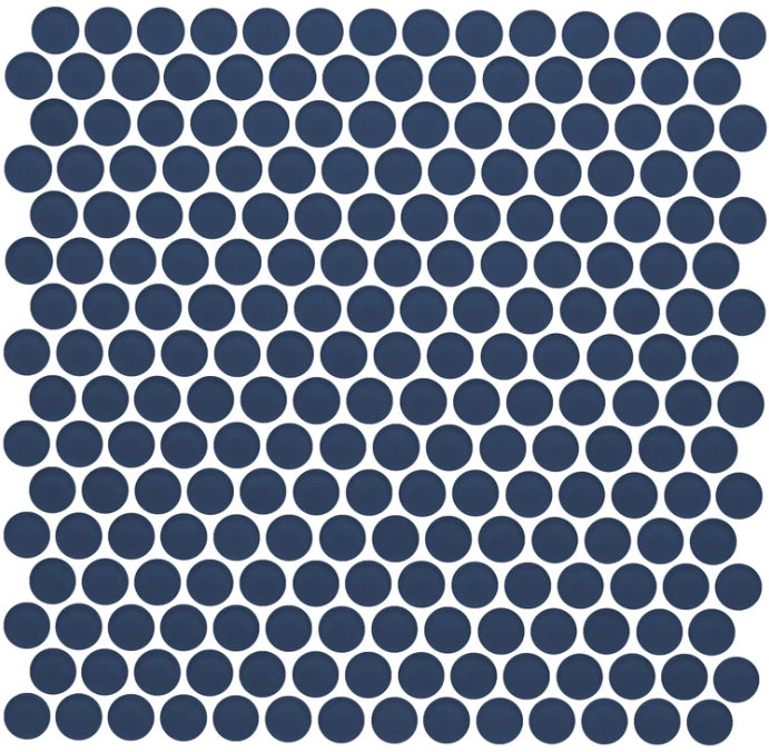 midnight Penny Rounds Glass Mosaic tile Matte